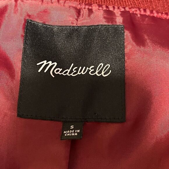 Madewell Bomber Side Zip Jacket Dusty Burgundy Womens Sz S - Picture 7 of 8